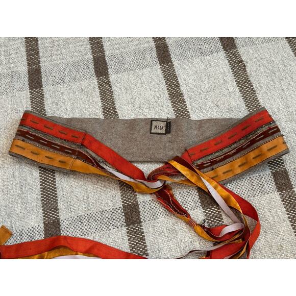 Maliparmi Wool Bead Ribbon Chunky Belt OS Brown Orange Boho Festival main image 8